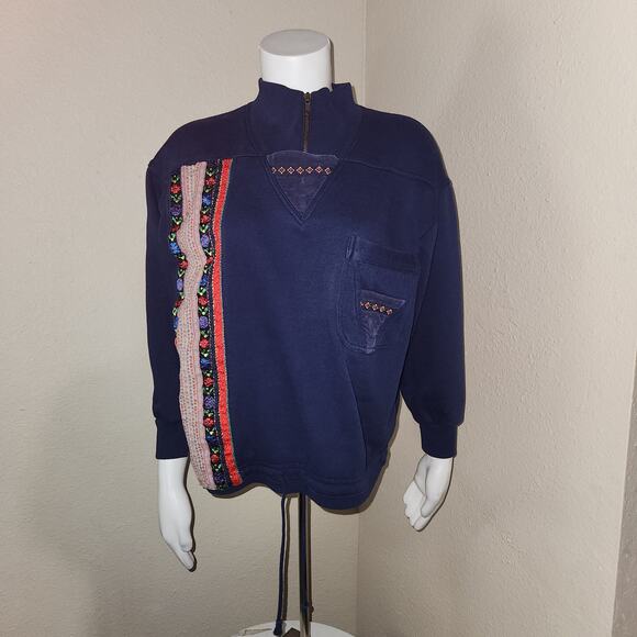 Vintage Paris Sports Club Pullover Sweater with Embroidered Detail, SmallF - Picture 2 of 11